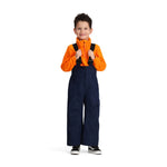 Obermeyer Junior's Volt Insulated Pant 2025 - A pair of navy insulated ski pants with a white logo on the left leg and black straps.
