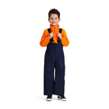 Obermeyer Junior's Volt Insulated Pant 2025 - A pair of navy insulated ski pants with a white logo on the left leg and black straps.