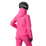Helly Hansen Women's Alphelia Lifaloft Jacket 2025 - A bright pink jacket with a hood and white stitching on the back.