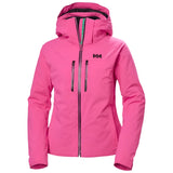 Helly Hansen Women's Alphelia Lifaloft Jacket 2025 - A bright pink jacket with a black zipper and two zippered pockets on the front.