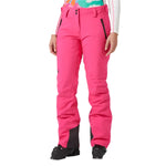 Helly Hansen Women's Legendary Insulated Pant 2025 - A pair of bright pink snow pants with black zippers and a black belt loop on the waistband.