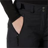 Helly Hansen Women's Legendary Insulated Pant 2025 - Black insulated ski pants with a zippered pocket on the right thigh.