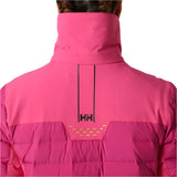 Helly Hansen Women's Avanti Insulated Jacket - A bright pink jacket with a high collar and black logo on the back.