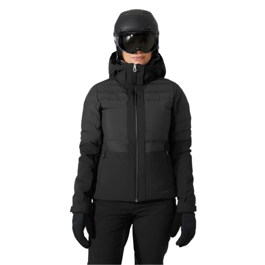 Helly Hansen Women's Avanti Insulated Jacket - A black insulated jacket with a high collar and zippered pockets.