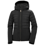 Helly Hansen Women's Avanti Insulated Jacket - A black insulated jacket with a zippered front and hood, featuring a fur-lined collar.