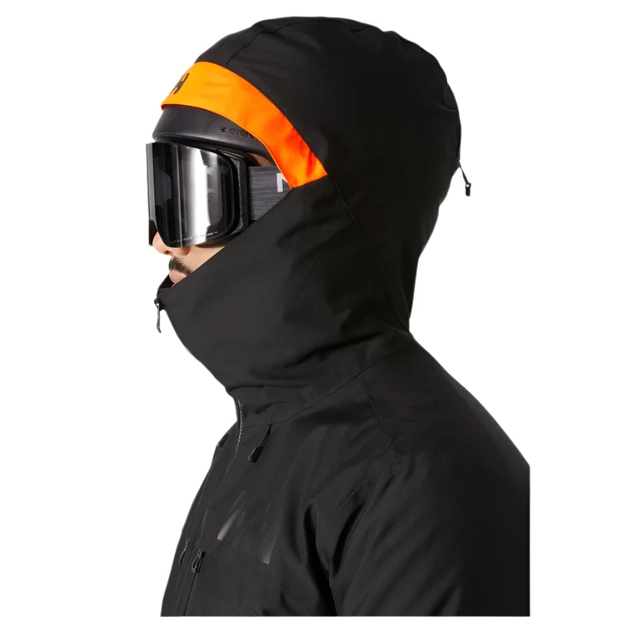Helly Hansen Garbaldi 2.0 Insulated Jacket - A black jacket with a bright orange stripe on the hood.