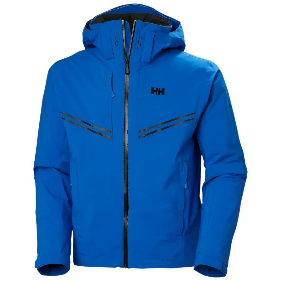 Helly Hansen Alpha Infinity Insulated Jacket 2025 - A blue jacket with a black zipper and two zippered pockets on either side of the waist.
