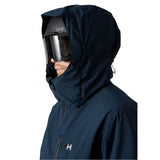 Helly Hansen Swift 3-in-1 Jacket - A navy blue jacket with a hood, featuring a zippered front and two zippered pockets on either side.