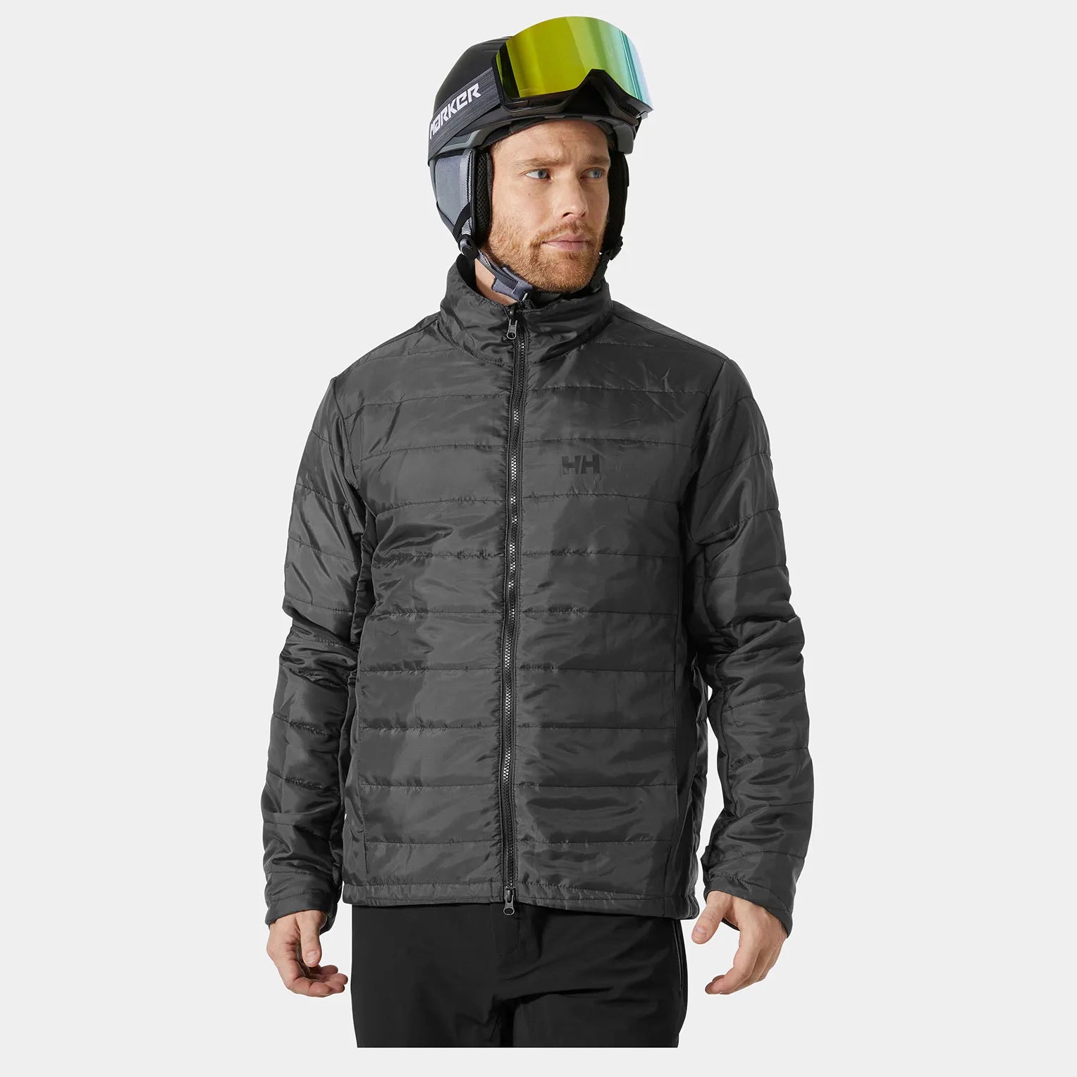 Helly Hansen Swift 3-in-1 Jacket - A black jacket with a zippered chest pocket and two zippered side pockets, featuring a hood and adjustable cuffs.
