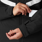 Helly Hansen Women's Edge 3.0 Insulated Jacket - A black jacket with a white logo on the chest and a zipper down the front.