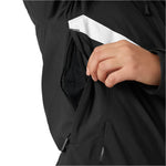 Helly Hansen Women's Edge 3.0 Insulated Jacket - A black insulated jacket with a white stripe on the upper back and a zippered pocket on the side.