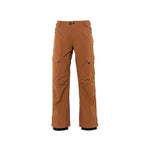 The Quantum Therm Pant by Burton in brown has two cargo pockets and an adjustable waistband on the front view.