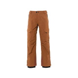 The Quantum Therm Pant by Burton in brown has two cargo pockets and an adjustable waistband on the front view.