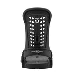 Union Women's Trilogy Classic Snowboard Bindings 2025 - A black snowboard binding with a white logo on top and a textured footbed.