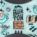 Burton After School Special Snowboard Package 2025 - A snowboard package with a light blue background and white lettering, featuring the words "After School Special" in bold font.