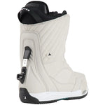 Burton Women's Limelight Step On Snowboard Boots 2025 - A pair of white snowboard boots with black laces and a black strap on top, featuring a small logo in the center.