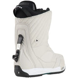 Burton Women's Limelight Step On Snowboard Boots 2025 - A pair of white snowboard boots with black laces and a black strap on top, featuring a small logo in the center.
