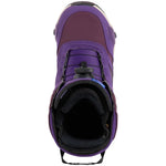 Burton Women's Limelight Step On Snowboard Boots 2025 - A purple snowboard boot with a black strap and buckle on top, featuring a fuzzy interior.