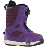 Burton Women's Limelight Step On Snowboard Boots 2025 - A purple snowboard boot with a quilted pattern on the side and black laces.