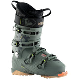 ALLTRACK PRO 130 BOOT 2023 - A gray ski boot with a black strap and buckle on top, featuring a textured pattern on the side.
