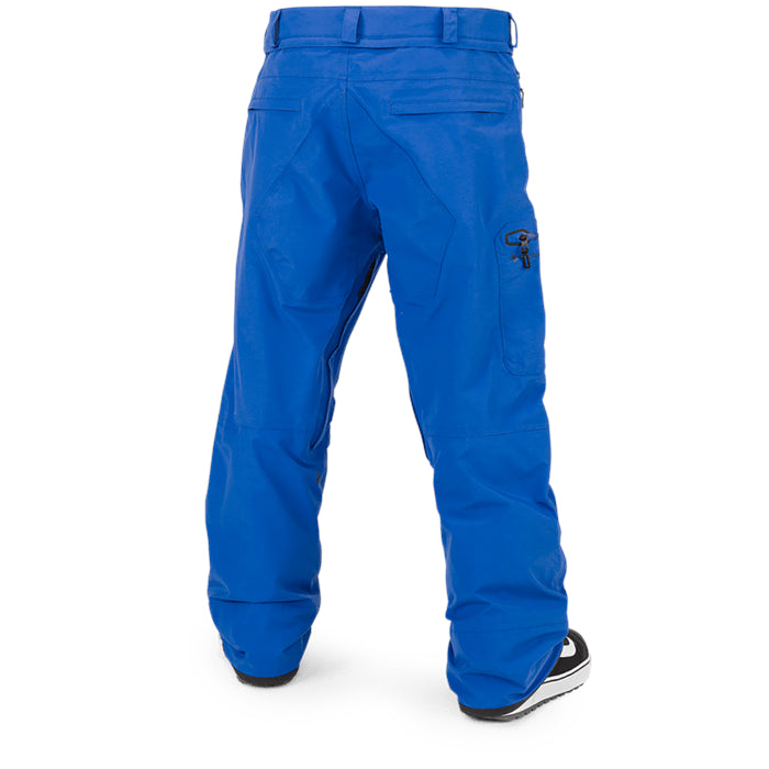 Volcom L GORE-TEX Shell Pant 2024 - A pair of blue snow pants with a black logo on the left leg.