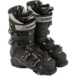 Lange Women's 85 MV Ski Boot 2025 - Black ski boot with white logo on top cuff and silver buckles.