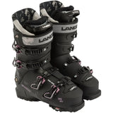 Lange Women's 85 MV Ski Boot 2025 - Black ski boot with white logo on top cuff and silver buckles.