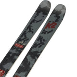 K2 Midnight skis, featuring a dark gray design with red accents.