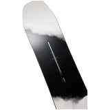 Burton Family Tree High Fidelity Snowboard 2025 - A black and white snowboard with a gradient effect from top to bottom, featuring a distinctive blue logo on the center of the board.