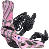 Burton Women's Lexa X Snowboard Bindings 2025 - A pink and grey camouflage patterned snowboard binding with a black baseplate.