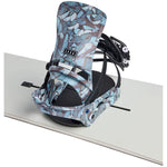 Burton Women's Lexa Snowboard Bindings - A light blue and brown leaf patterned snowboard binding with a black strap and buckle.