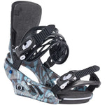 Burton Women's Lexa Snowboard Bindings - A pair of black bindings with a blue floral pattern on the baseplate and straps.