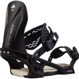 Arbor Women's Acacia Bindings - Black bindings with white lettering and a circular logo on top left corner of binding.