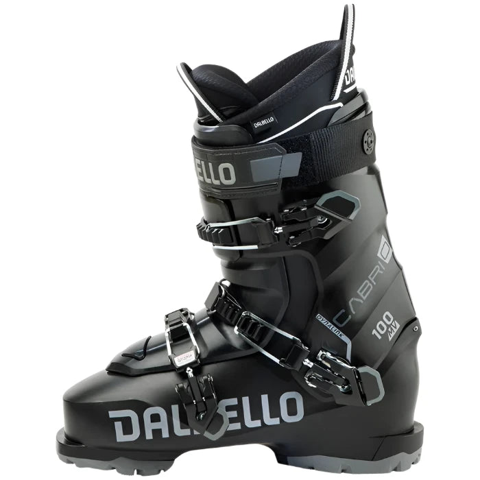 Dalbello Cabrio MV 100 IF Ski Boots 2026 - Black ski boots with white lettering and silver buckles.