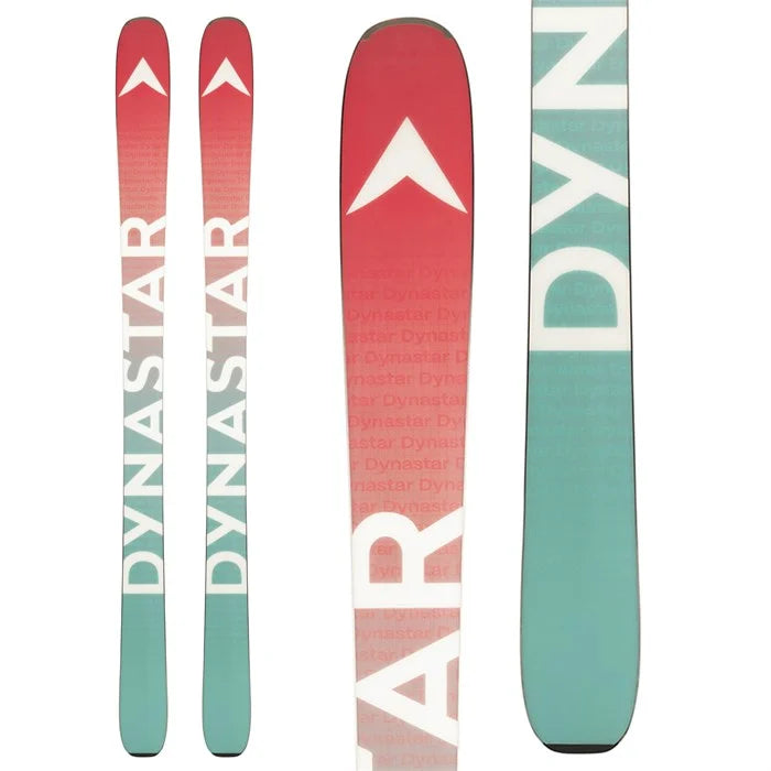 Dynastar Women's M-Pro 92 Skis 2025 - A pair of skis with a red top and light blue bottom, featuring a white logo on the top.