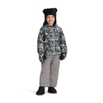 Obermeyer Junior's Ashor Insulated Jacket - A black and white jacket with a pattern of trees, mountains, and animals.
