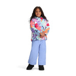 Obermeyer Junior's Ashor Insulated Jacket - A light blue jacket with a colorful abstract pattern of pink, purple, orange, and navy shapes.
