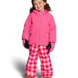 Girls' pink insulated jacket with full front zipper and hood