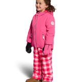 Girls' pink hooded insulated jacket with side zip pockets