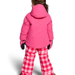 Girls' pink insulated jacket rear view with attached hood