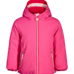 Girls' pink insulated hooded jacket with center front zipper