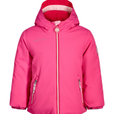 Girls' pink insulated hooded jacket with center front zipper