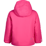 Girls' pink insulated jacket back view with hood
