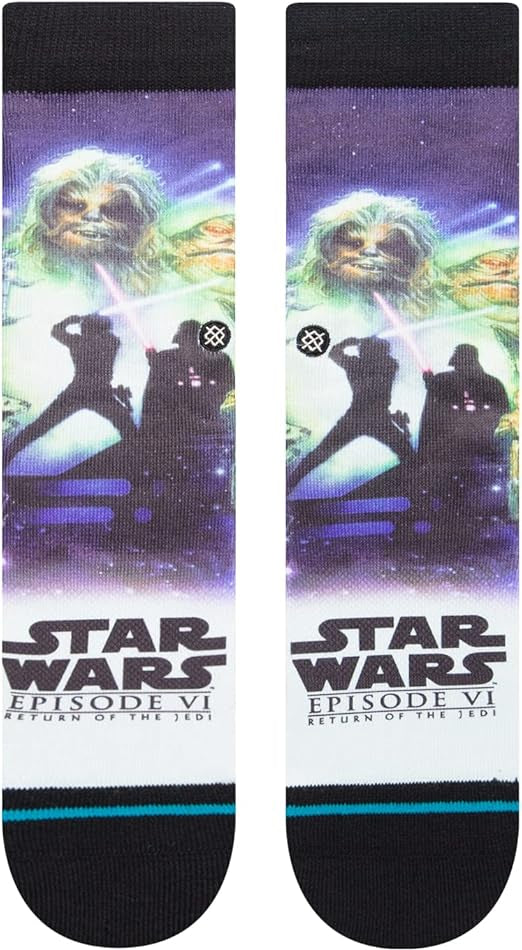 Jaba Crew C Sock Kids 2023 - A pair of socks featuring a colorful design with a cartoon character and the words "Jaba Crew" printed on them.