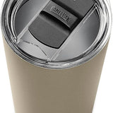 CamelBak Horizon Tumbler 20 Oz 2022 - A tan tumbler with a black lid and a small hole in its center.
