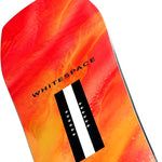 Whitespace Powder - A snowboard with a white base and black binding mounts.