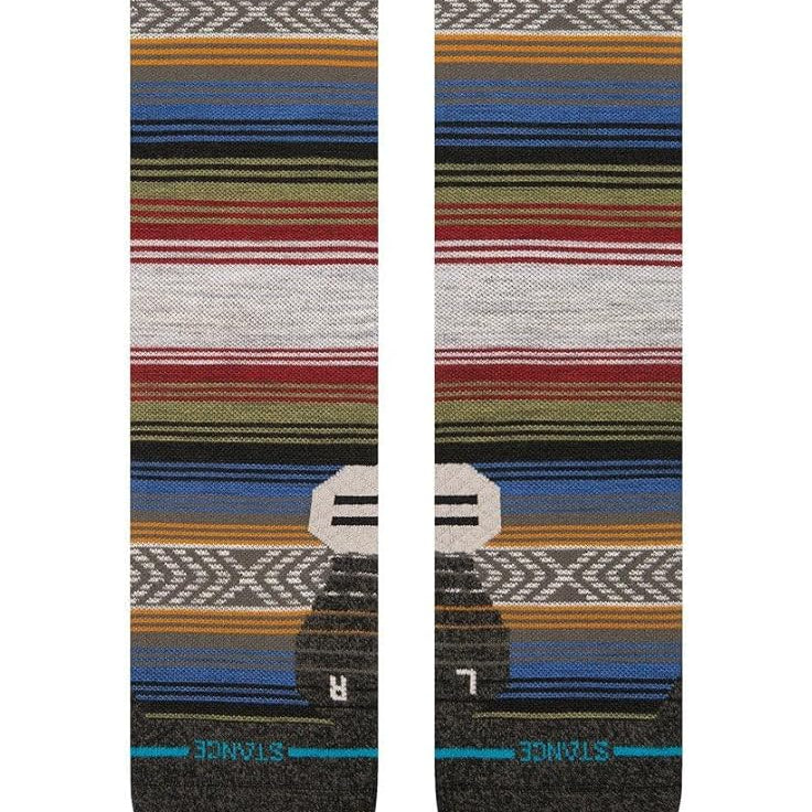Stance Lightweight Wool Hiking Socks 2024 - A pair of hiking socks with a brown and green striped pattern, featuring a tan logo on the top.