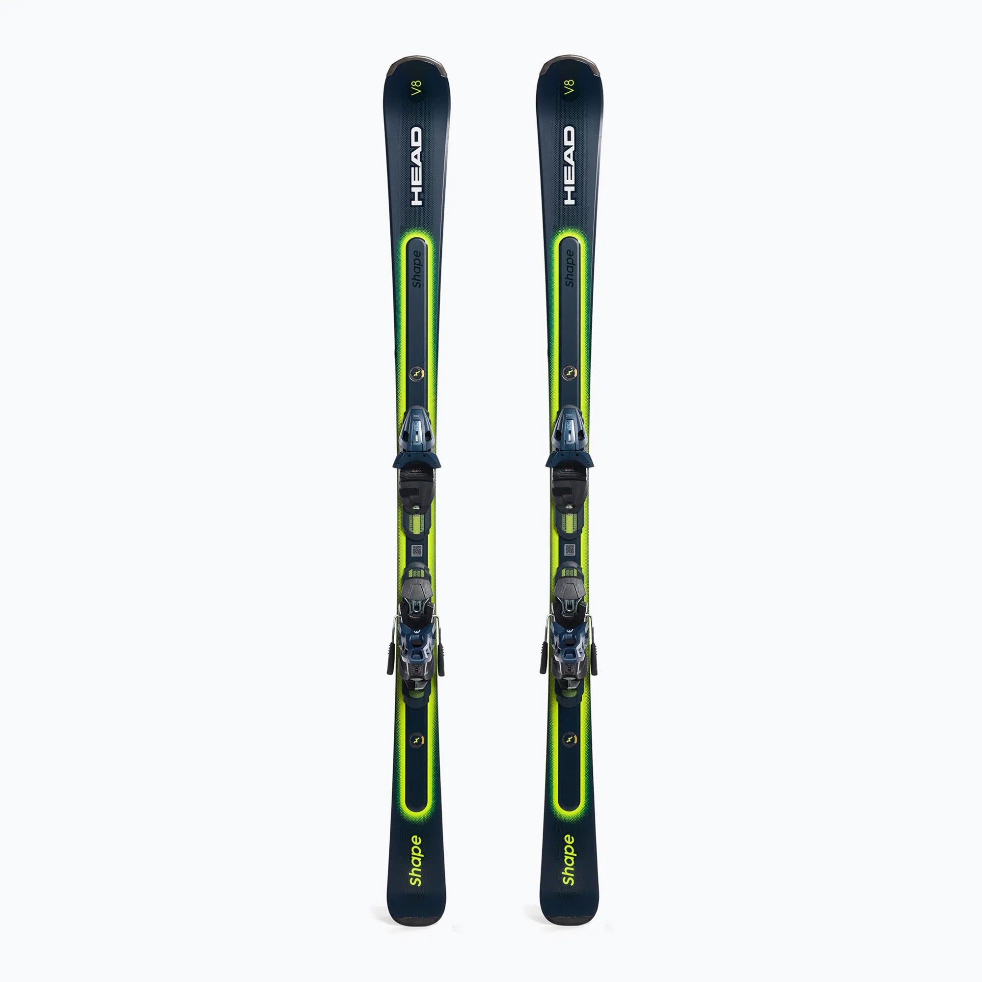 SHAPE E-V8 - PR 11 GW 2023 ski with a black base and yellow lettering.