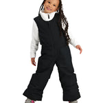 Obermeyer Junior's Outer Limits Insulated Bib 2025 - A black insulated snowsuit with a zipper down the front and two zippered pockets on the side.