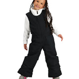 Obermeyer Junior's Outer Limits Insulated Bib 2025 - A black insulated snowsuit with a zipper down the front and two zippered pockets on the side.
